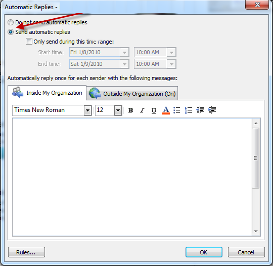 How To Set Up Automatic Replies Out Of Office In Outlook 2010