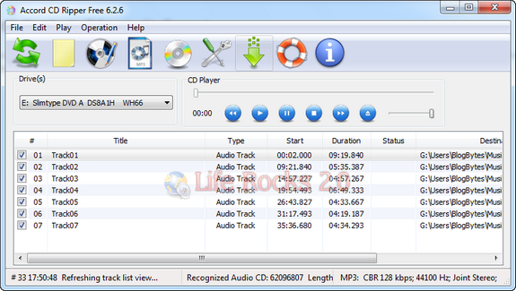 Extract Audio CD Tracks to Other Audio Formats- Free CD Ripper
