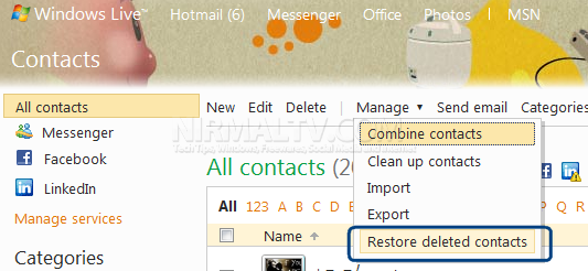 windows live hotmail backup