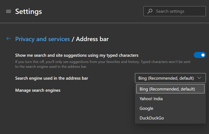 How to Change Search Engine from Bing to Google in Microsoft Edge