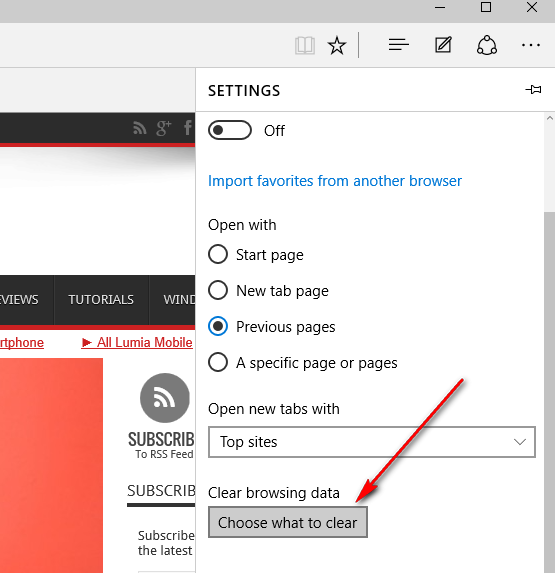 how to clear cache in microsoft edge