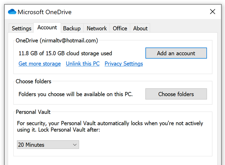 how to delete onedrive sync settings