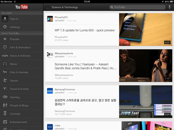 Official YouTube App for iPad